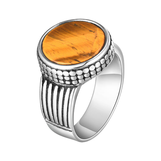 Anillo Vintage Acero Inoxidable Ojo de Tigre para Hombre - Image 5