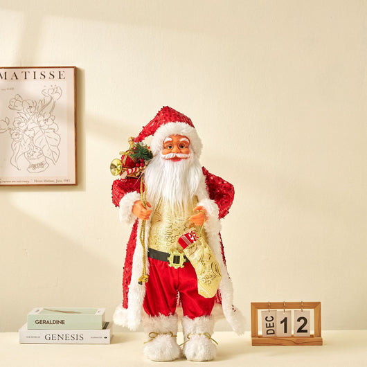 Muñeco Papá Noel con Lentes Lentejuelas Rojo Decorativo - Image 8