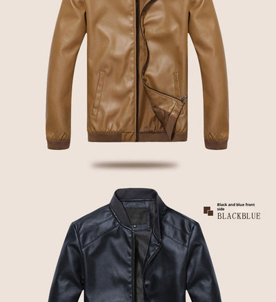 Chaqueta de Cuero Slim Fit Estilo Coreano para Hombre - Image 9
