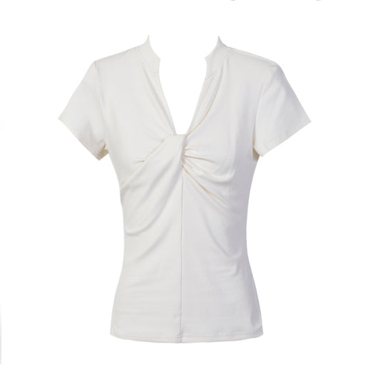 Blusa Básica Mujer con Nudo en V - Camiseta Versátil para Cualquier Ocasión - Image 6