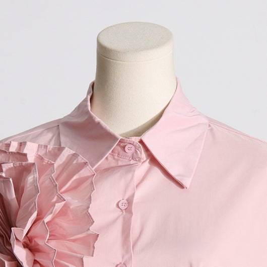 Blusa Casual con Flores Tridimensionales y Detalles de Volantes - Image 25