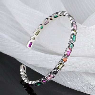 Pulsera Plata con Zircones Arcoíris Geométricos Vintage para Niña - Image 9