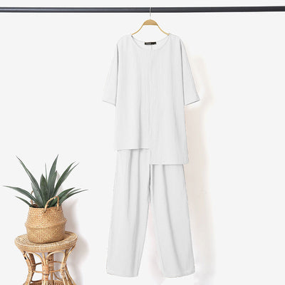 Conjunto de Blusa y Pantalón Corto en Algodón y Lino para Mujer - Image 2