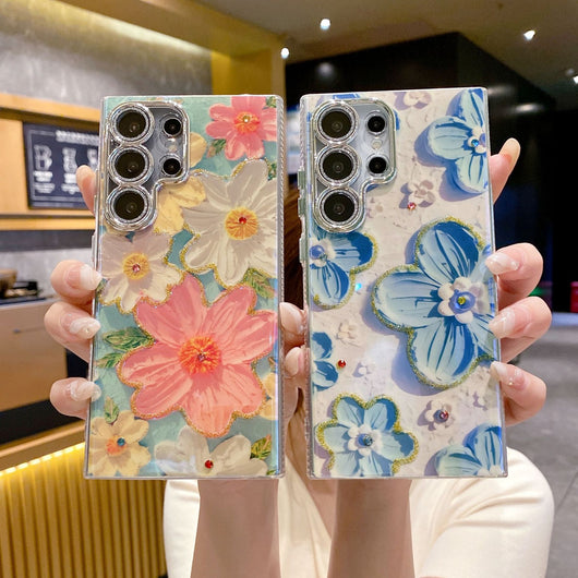 Funda para Celular con Diseño Floral de Diamantes y Protección de Lente - Image 21