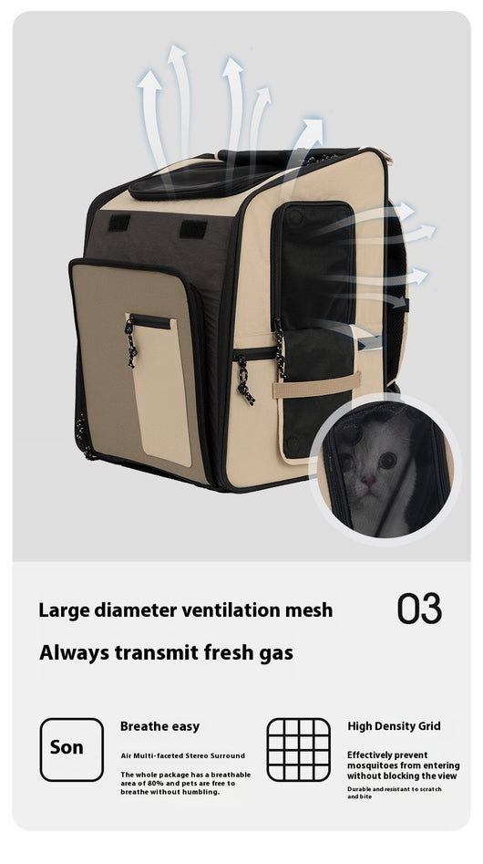 Mochila Transportadora Respirable para Gatos y Perros - Gran Capacidad Portátil - Image 11