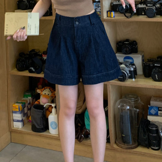 Shorts de Mezclilla Talle Alto Cintura Ancha para Mujer Petite - Image 5