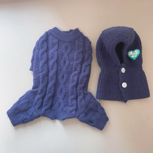 Suéter Tejido Cálido para Mascotas con Gorro a Juego - Image 9