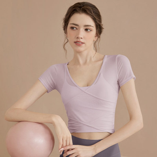 Conjunto de Pilates Manga Corta con Soporte de Pecho