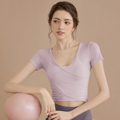 Conjunto de Pilates Manga Corta con Soporte de Pecho