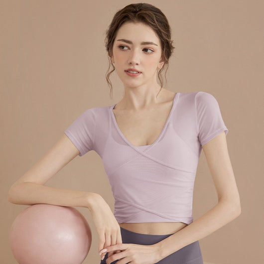 Conjunto de Pilates Manga Corta con Soporte de Pecho