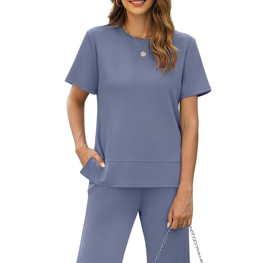 Blusa Suelta de Cuello Redondo Manga Corta para Mujer - Image 12