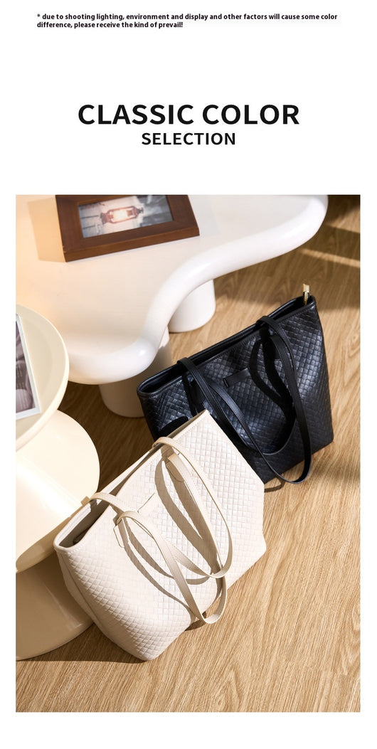 Bolsa de Cuero Genuino con Tejido - Diseño Versátil de Un Hombro para Mujer - Image 15