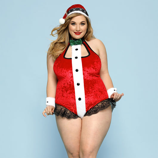 Lencería Navideña Roja Talla Grande - Diseño Sensual de Una Pieza - Image 7