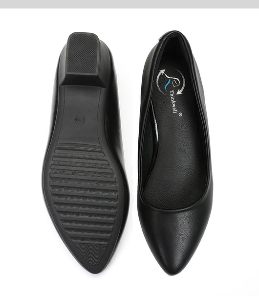 Zapato de Cuero Negro Suela Blanda Confort Plano - Image 11