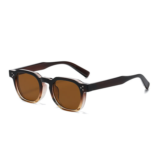Black square-frame sunglasses with bright yellow lenses and small silver studs on the front corners. - Image 29