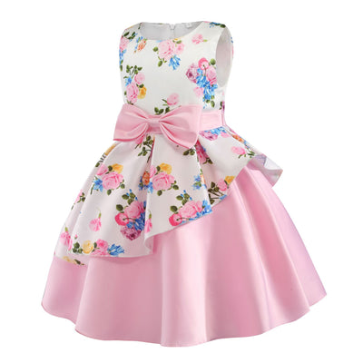 Vestido Infantil con Estampado Irregular y Lazo Festivo - Image 31