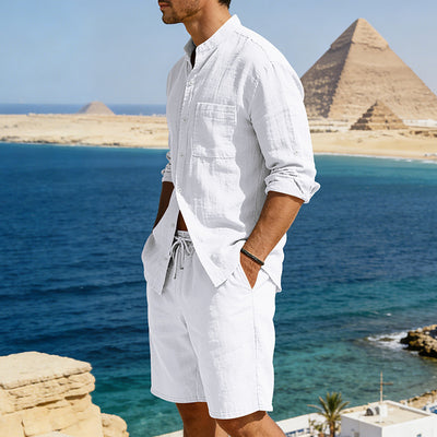 Conjunto de Camisa y Shorts de Lino para Hombre - Image 16
