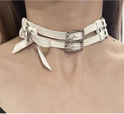 Collar de Cuero Blanco con Moño Elegante para Mujer - Image 12