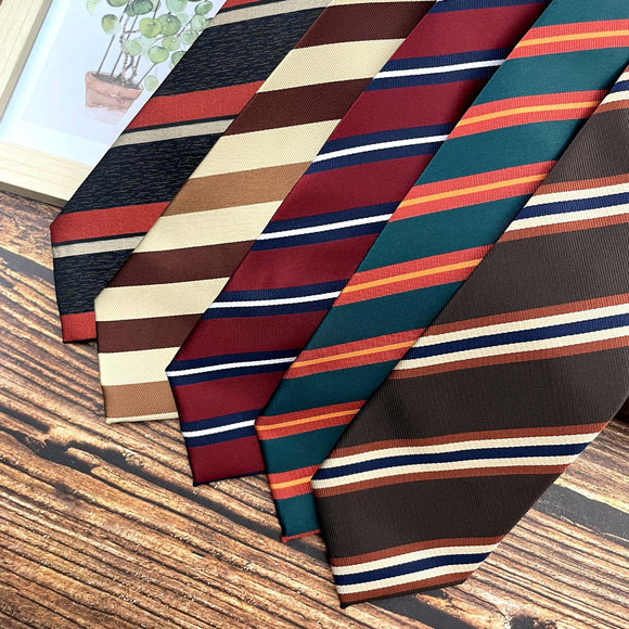 Corbata Retro Naranja Rojo Rayas Clásicas 8CM para Hombre