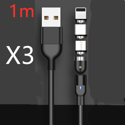 Cable de Carga Magnético Rotativo 540° - Conector Universal Tres en Uno - Image 27