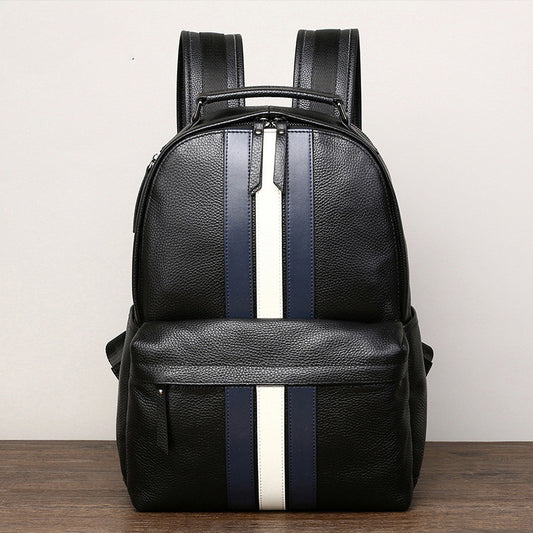 Mochila de Viaje en Cuero con Contraste de Colores para Hombre