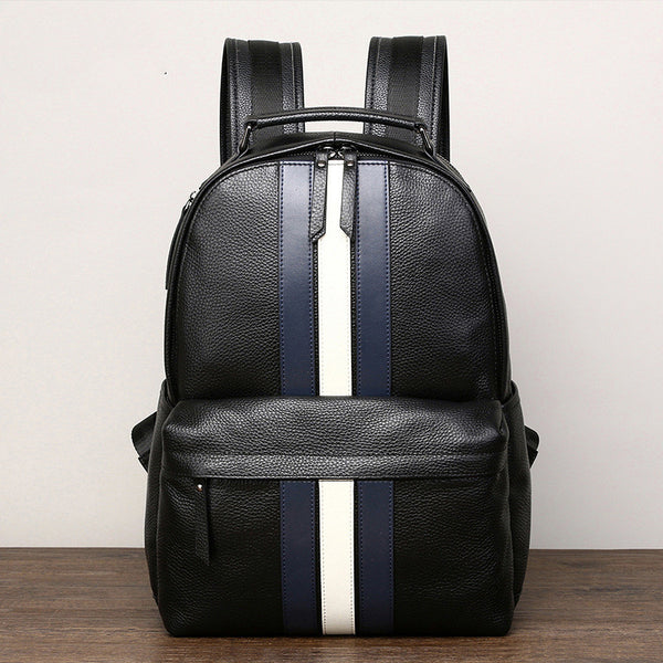 Mochila de Viaje en Cuero con Contraste de Colores para Hombre