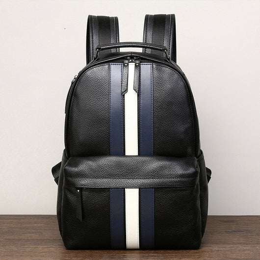 Mochila de Viaje en Cuero con Contraste de Colores para Hombre