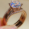 18K Dorado Two-in-one Mosonite For Women's Matching Ring 18k Dorado 2carats 6
