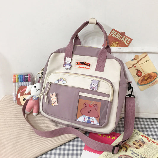Bolso Canvas Estilo Japonés de Gran Capacidad con Asa al Hombro