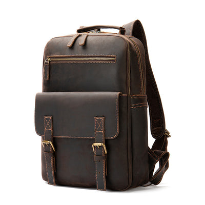 Mochila Retro de Cuero Crazy Horse Gran Capacidad para Hombre - Image 3