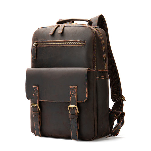 Mochila Retro de Cuero Crazy Horse Gran Capacidad para Hombre - Image 3
