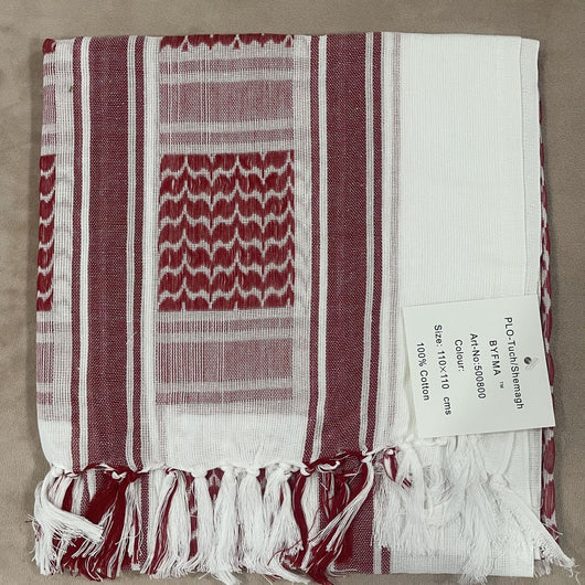 Black and grey patterned shemagh scarf made of 100% cotton, featuring geometric designs and tassels. - Image 11