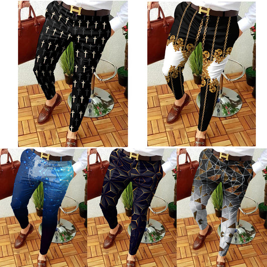 Pantalones Casuales de Contraste Abstracto con Micro-elasticidad - Image 2