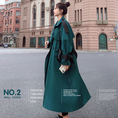 Cortaviento Elegante de Solapa Ancha para Mujer Largo hasta la Rodilla - Image 15