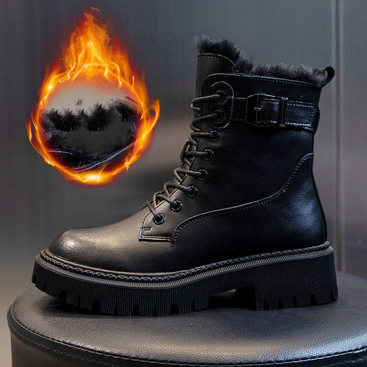 Botas Martin de Cachemira con Tacón Grueso y Tubo Medio en Lana - Image 2