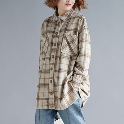 Camisa Acolchada de Cuadros Salvaje Talla Grande para Mujer - Image 10