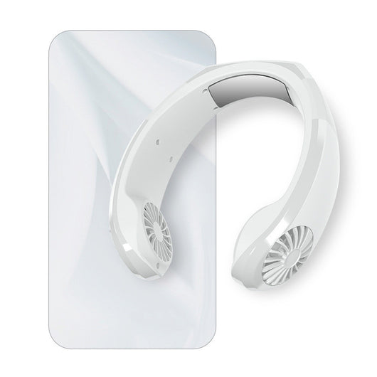 Black NEXFAN hanging neck fan with visible fan grilles and control buttons, designed for hands-free personal cooling. - Image 6
