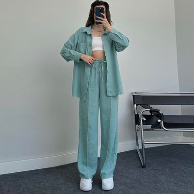 Conjunto Elegante de Blusa y Pantalón Liso para Mujer - Image 17