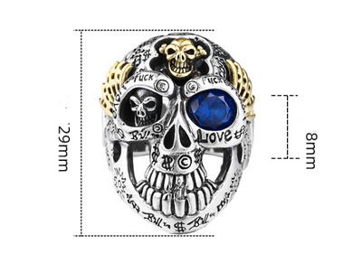 Anillo de Plata Esterlina para Hombre con Diseño de Calavera Dominante - Image 6