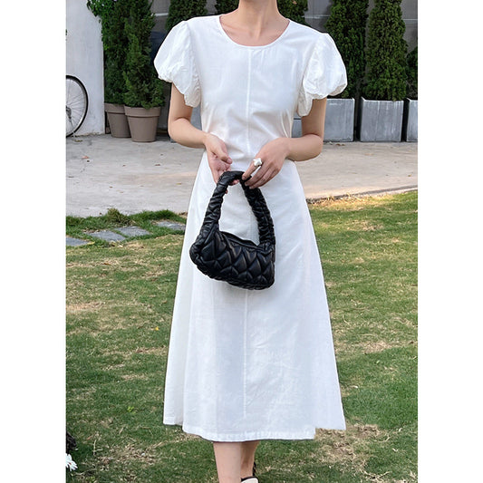 Vestido Liso de Cuello Redondo - Diseño Minimalista