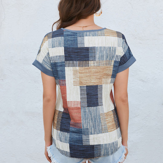 Blusa Casual de Cuello V Estampada para Mujer - Image 10