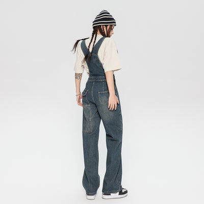 Pantalón Vaquero con Tirantes Mujer Diseño Holgado Desteñido - Image 9