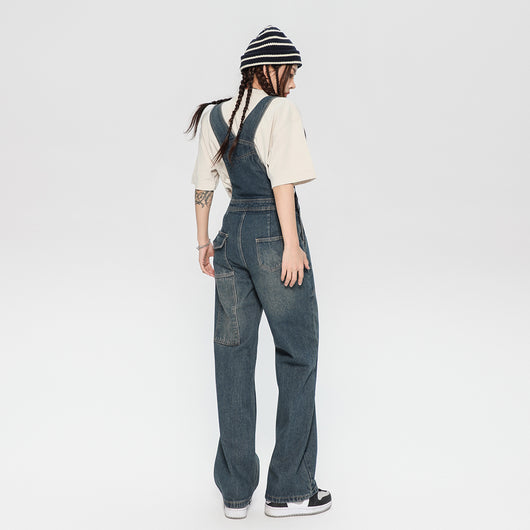 Pantalón Vaquero con Tirantes Mujer Diseño Holgado Desteñido - Image 9