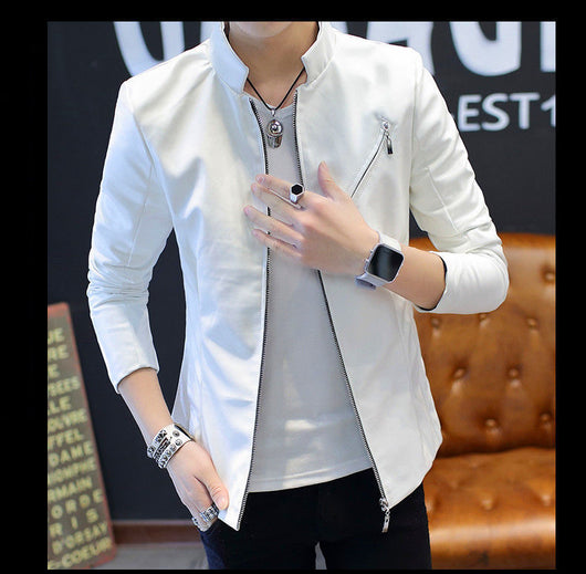 Chaqueta de Cuero Slim Fit con Cuello Mao - Estilo Juvenil Moderno - Image 7