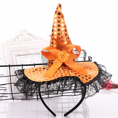 Diadema de Sombrero de Bruja para Halloween con Encaje y Lentejuelas - Image 7
