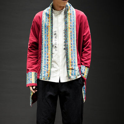 Abrigo Kimono Cardigan de Algodón y Lino - Estilo Japonés Moderno para Hombre