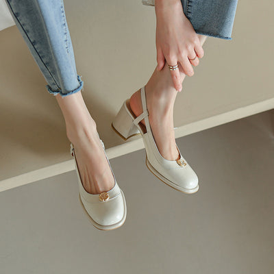 Sandalias Slingback con Tacón Grueso y Puntera Reforzada en Cuero - Image 31
