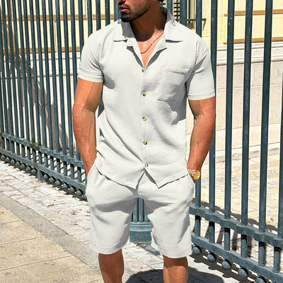 Conjunto de Verano Hombre: Cardigan con Solapa y Shorts a Rayas - Image 45