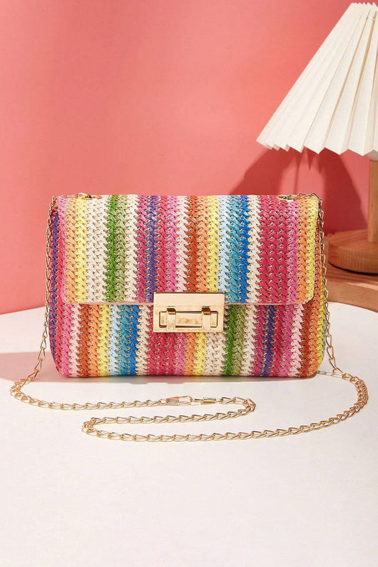 Bolsa Bandolera Cuadrada de Paja con Cierre de Candado - Image 7