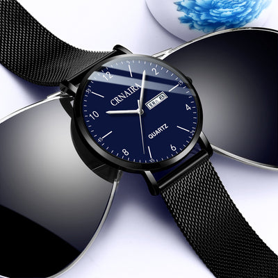 Reloj de Cuarzo para Hombre con Malla de Acero Negro